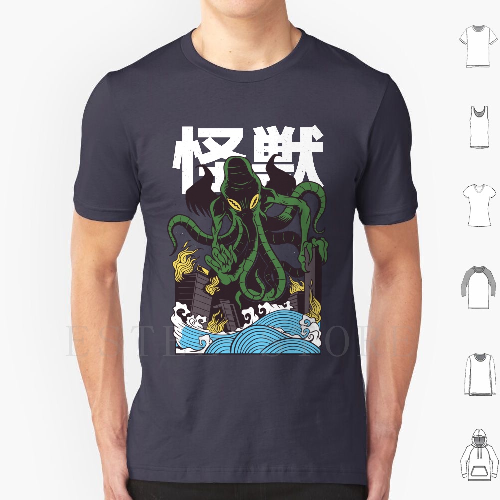 Japanese Lifestyle Japanese - Japanisches Cthulhu-T-Shirt aus Baumwolle für Männer,