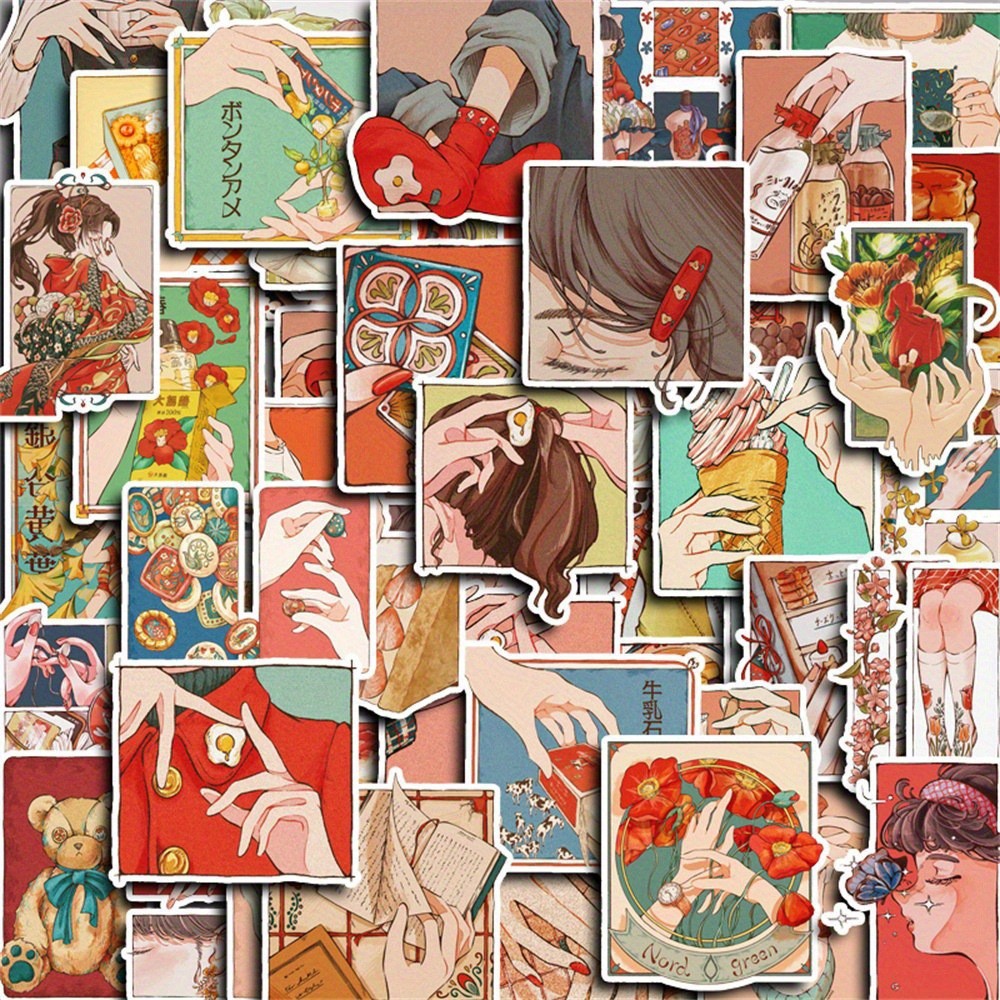 Japanese Lifestyle Japanese - 50 Stück japanische traditionelle Vintage-Sticker im