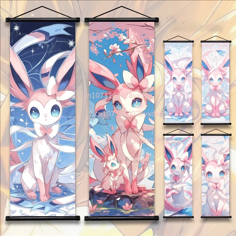 Japan Lifestyle - Japanische Anime-Rollbildmalerei, Pokemon Sylveon-Poster, Cartoon-Charakterbild, helle